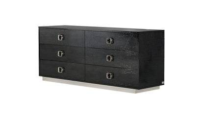 Black Wood Six Drawer Double Dresser image 3