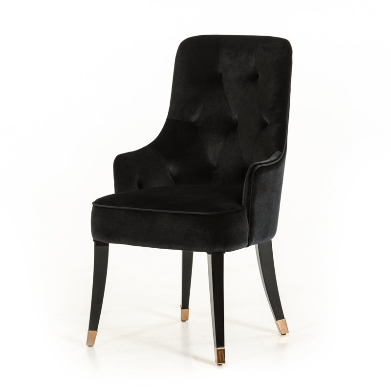Black Velvet Wing Back Dining Chair