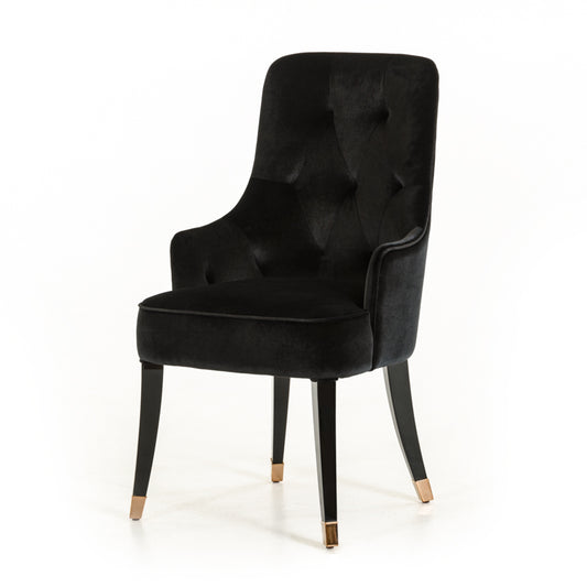 Black Velvet Wing Back Dining Chair