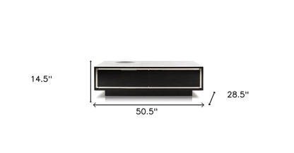 Black Faux Leather Coffee Table w/ 2 Drawers