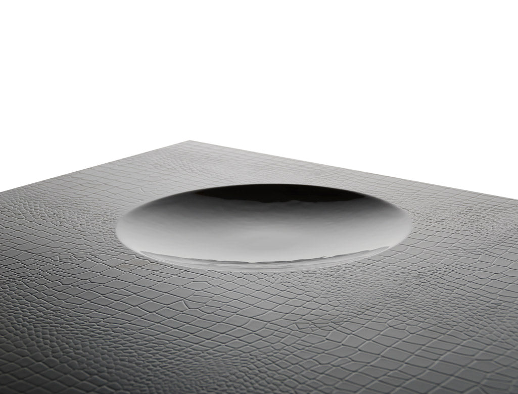 Black Faux Leather Coffee Table w/ 2 Drawers