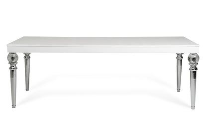 White Crocodile Dining Table With Crystal Clear Legs