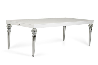 White Crocodile Dining Table With Crystal Clear Legs