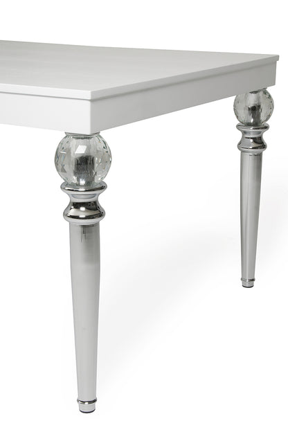 White Crocodile Dining Table With Crystal Clear Legs