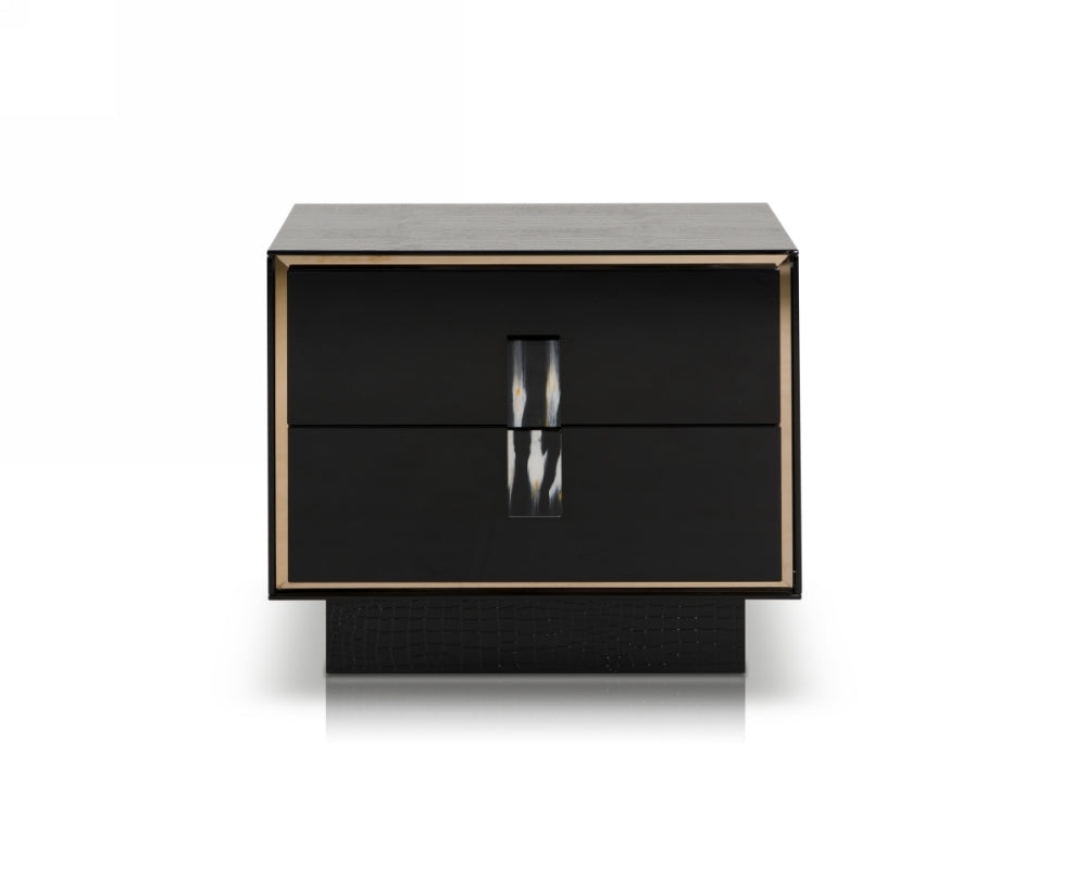 Black & Steel Nightstand w/ 2 Drawers