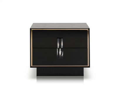 Black & Steel Nightstand w/ 2 Drawers