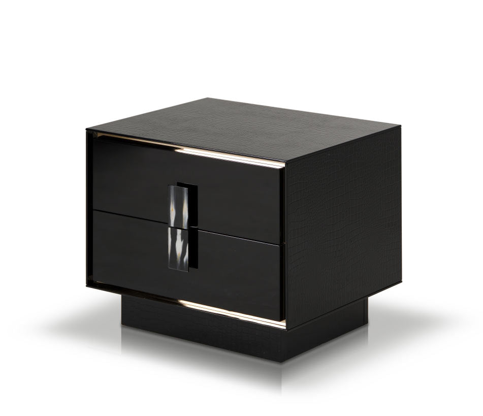 Black & Steel Nightstand w/ 2 Drawers
