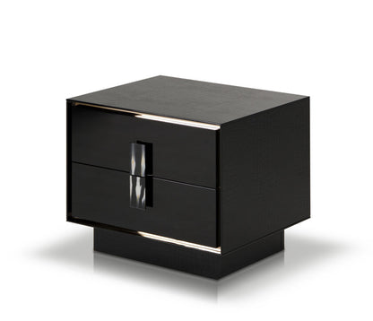 Black & Steel Nightstand w/ 2 Drawers