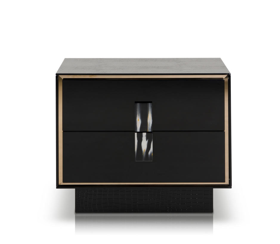 Black & Steel Nightstand w/ 2 Drawers