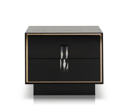 Black & Steel Nightstand w/ 2 Drawers