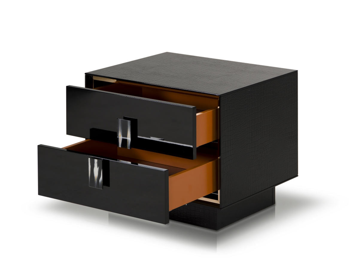 Black & Steel Nightstand w/ 2 Drawers