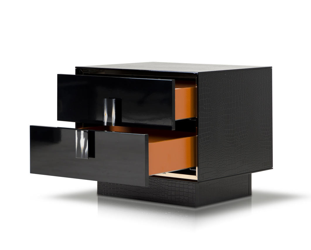 Black & Steel Nightstand w/ 2 Drawers