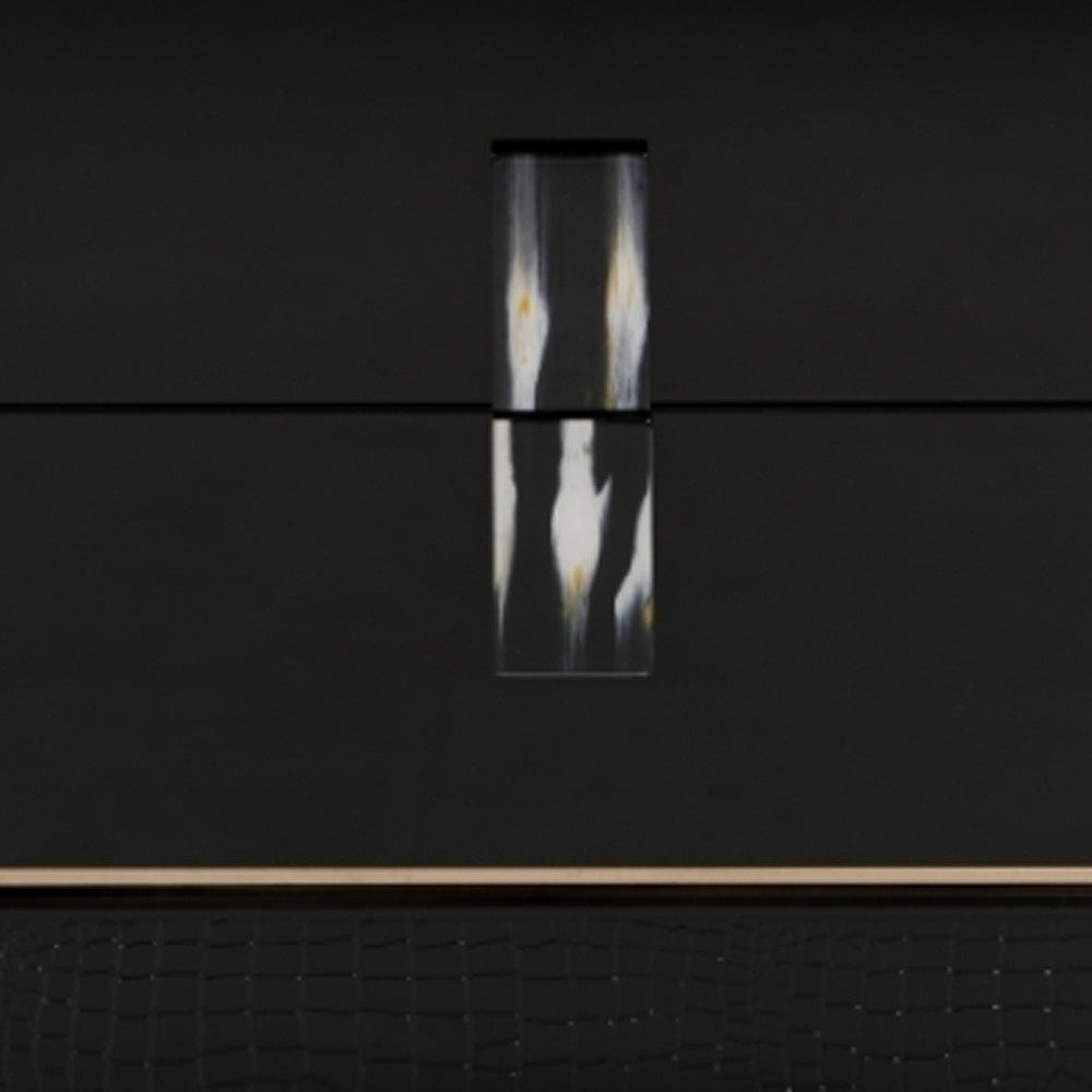 Black & Steel Nightstand w/ 2 Drawers
