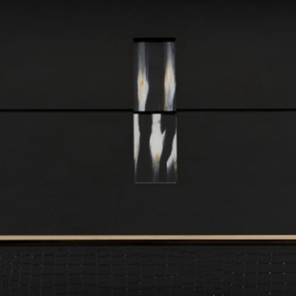 Black & Steel Nightstand w/ 2 Drawers