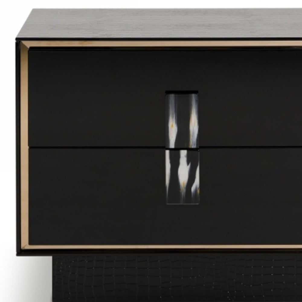 Black & Steel Nightstand w/ 2 Drawers