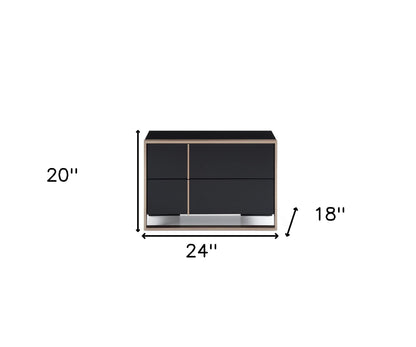 Ebony 2 Drawer Nightstand