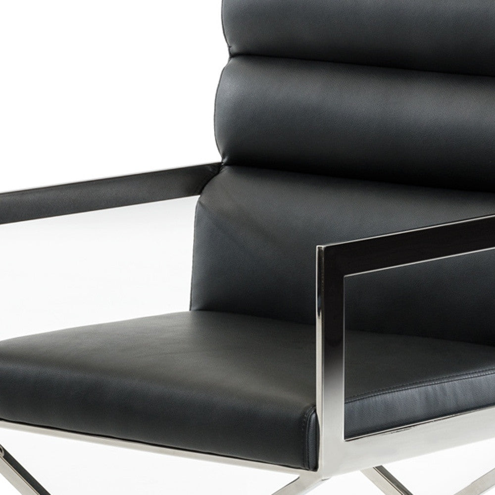 Black & Silver Faux Leather Dining Chair