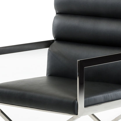 Black & Silver Faux Leather Dining Chair