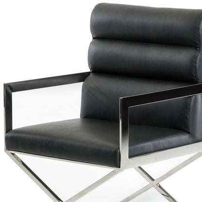 Black & Silver Faux Leather Dining Chair