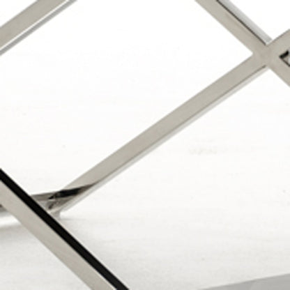 White & Silver Faux Leather Dining Chair