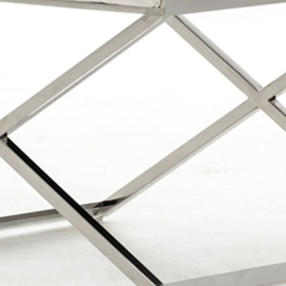 White & Silver Faux Leather Dining Chair