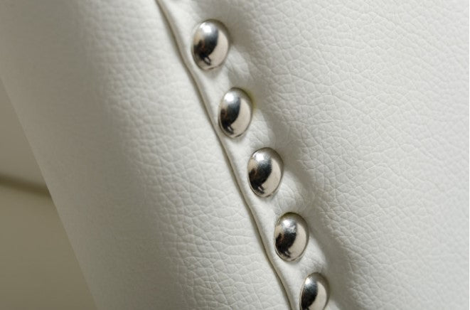 White & Gold Faux Leather Dining Chair