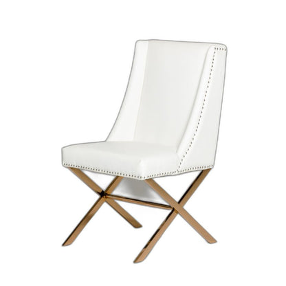 White & Gold Faux Leather Dining Chair