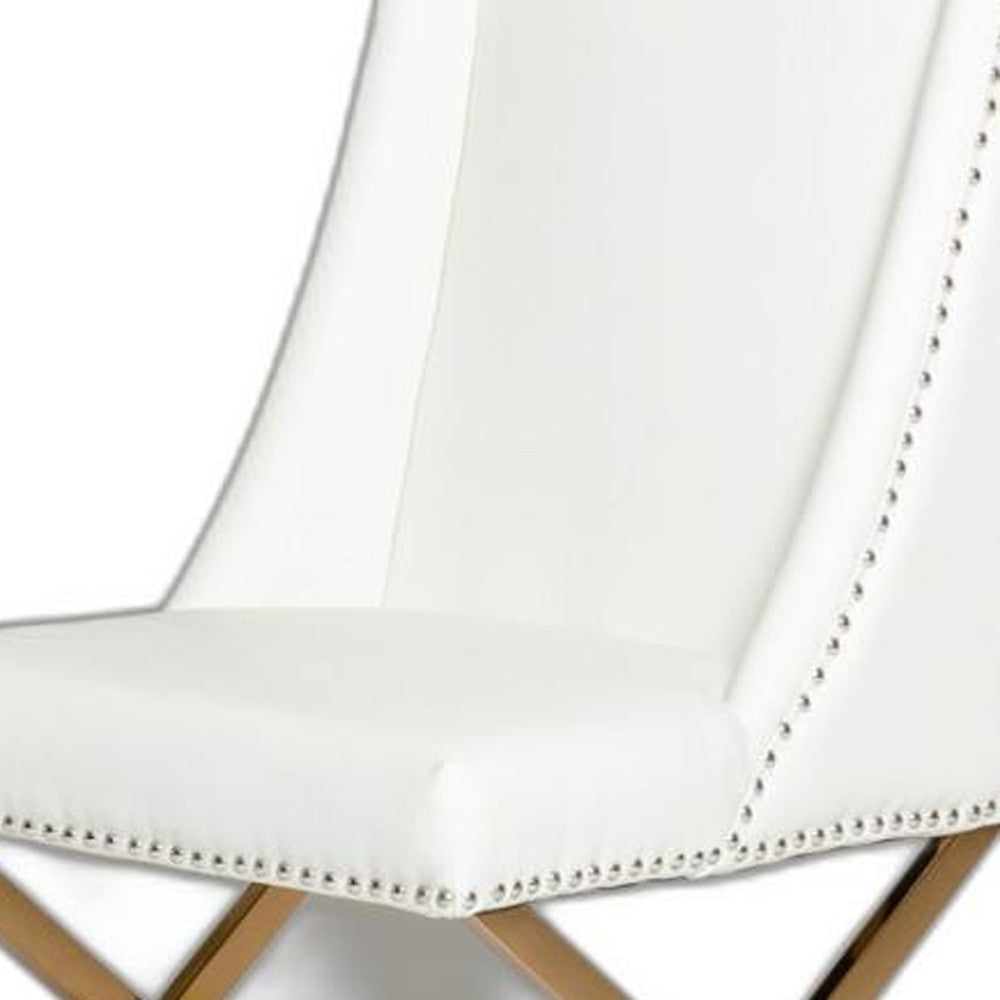 White & Gold Faux Leather Dining Chair