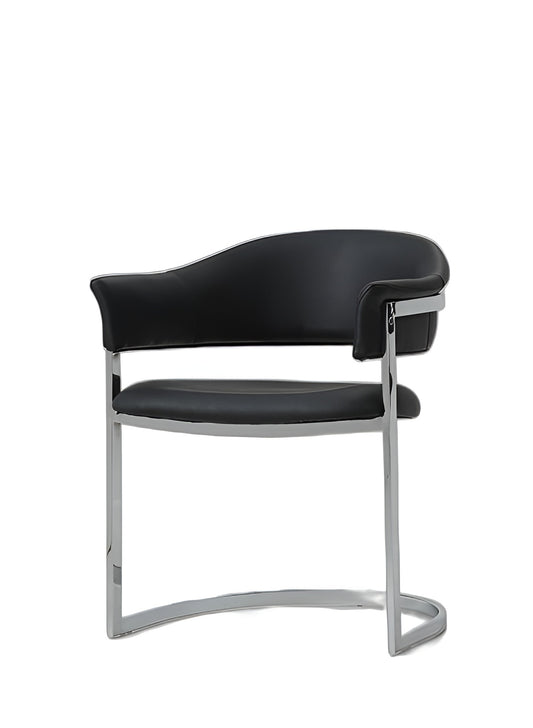 Black & Silver Faux Leather Dining Chair