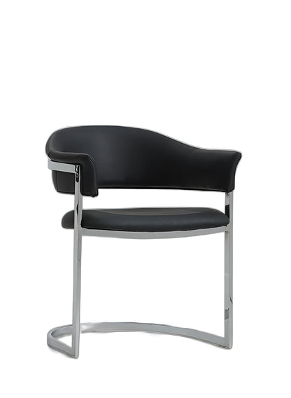 Black & Silver Faux Leather Dining Chair