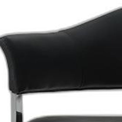 Black & Silver Faux Leather Dining Chair