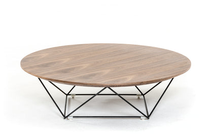 Walnut Veneer & Black Metal Coffee Table
