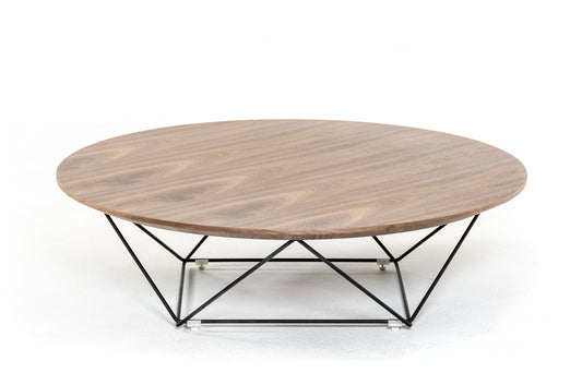 Walnut Veneer & Black Metal Coffee Table