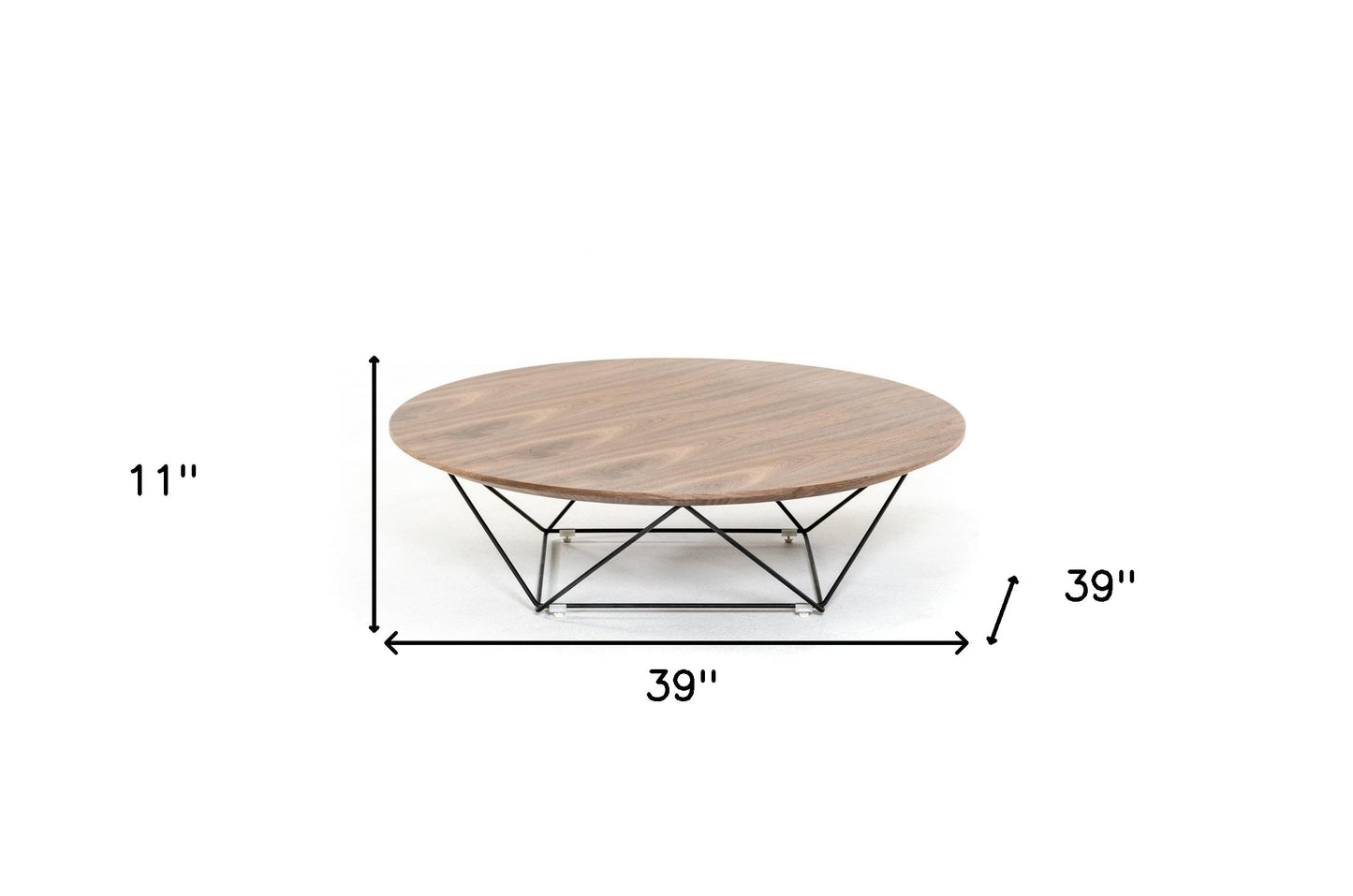 Walnut Veneer & Black Metal Coffee Table