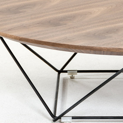 Walnut Veneer & Black Metal Coffee Table