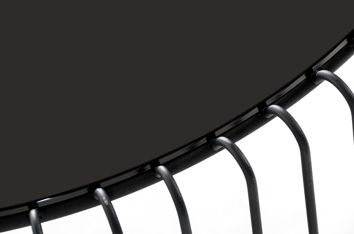 Black Metal & Glass Round Coffee Table