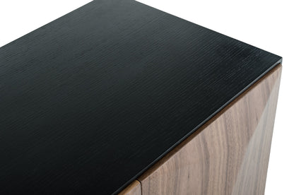 Wenge Veneer & Stainless Steel Sideboard w/ Walnut Doors