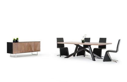 Wenge Veneer & Stainless Steel Sideboard w/ Walnut Doors