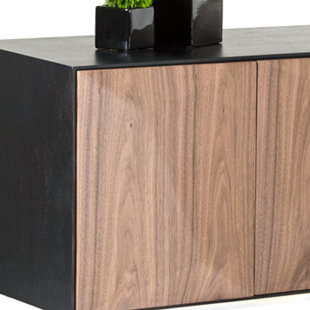 Wenge Veneer & Stainless Steel Sideboard w/ Walnut Doors