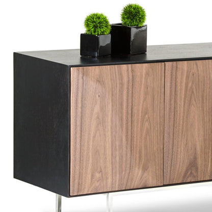 Wenge Veneer & Stainless Steel Sideboard w/ Walnut Doors