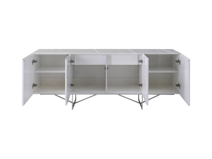 White Solid Wood 2 Drawer Sideboard Table w/ 4 Doors