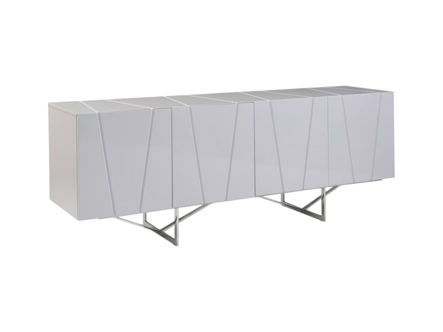 White Solid Wood 2 Drawer Sideboard Table w/ 4 Doors