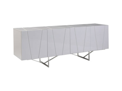 White Solid Wood 2 Drawer Sideboard Table w/ 4 Doors