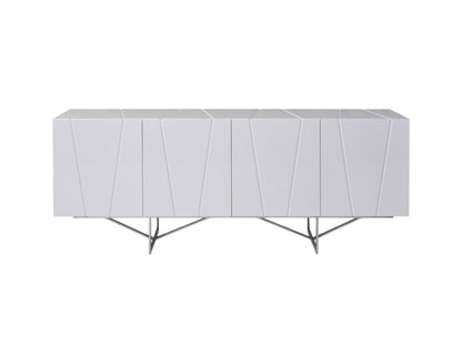 White Solid Wood 2 Drawer Sideboard Table w/ 4 Doors