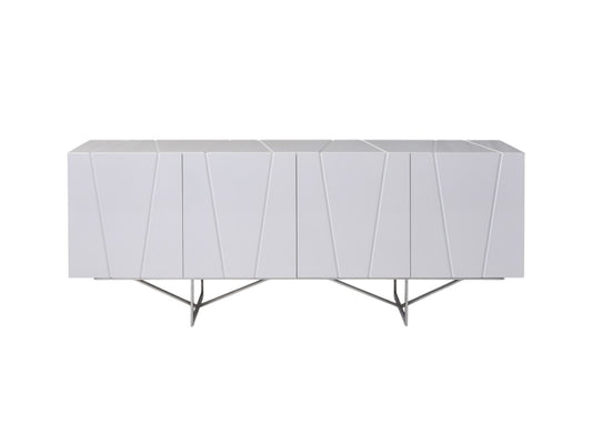 White Solid Wood 2 Drawer Sideboard Table w/ 4 Doors