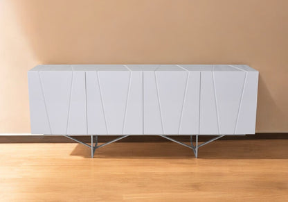 White Solid Wood 2 Drawer Sideboard Table w/ 4 Doors