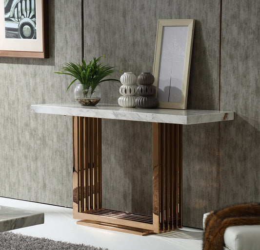 Rosegold Marble & Metal Console Table