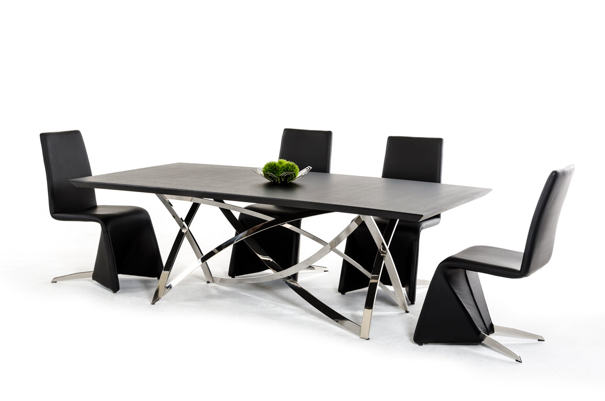 Wenge Veneer And Stainless Steel Dining Table