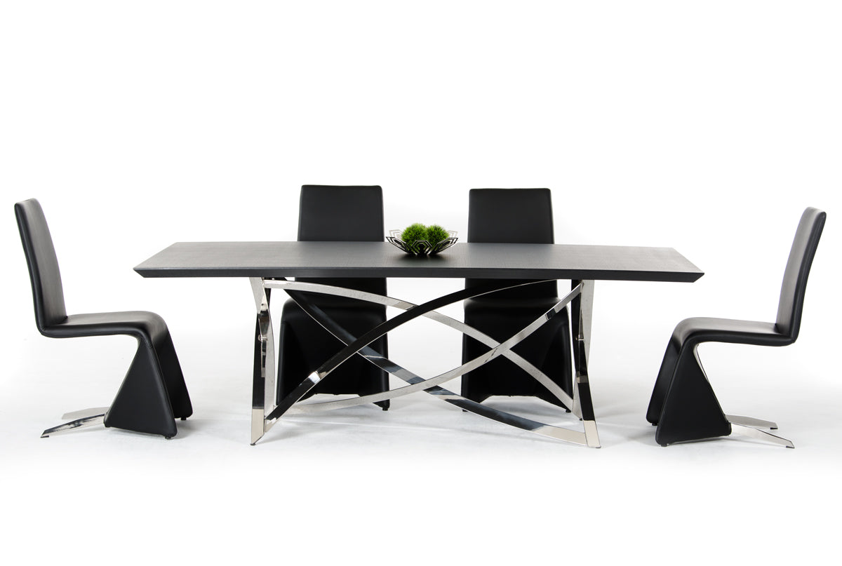 Wenge Veneer And Stainless Steel Dining Table