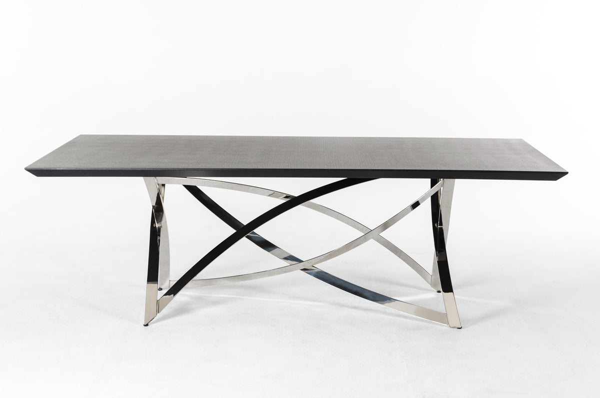 Wenge Veneer And Stainless Steel Dining Table
